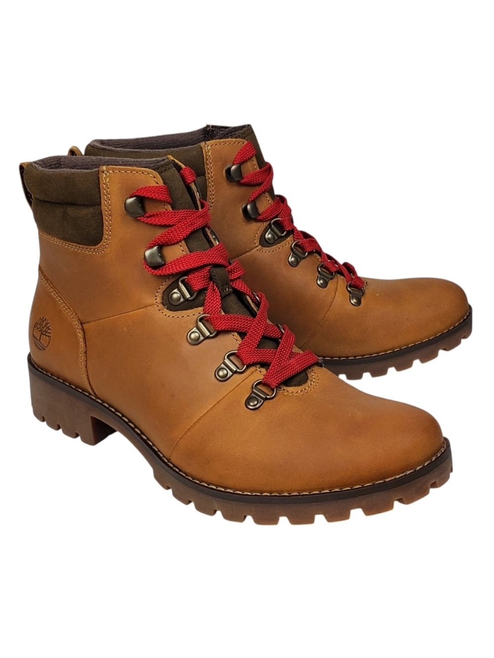 Timberland Women's 9.5 Ellendale Mid Hiking Lace Up Boots Leather Wheat Brown - Picture 2 of 13